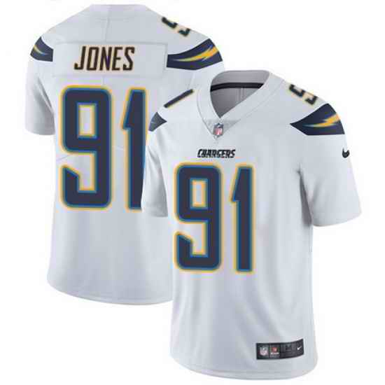 Nike Chargers #91 Justin Jones White Mens Stitched NFL Vapor Untouchable Limited Jersey